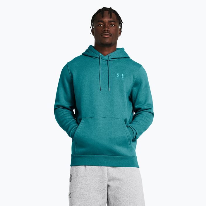 Мъжка качулка Under Armour Essential Fleece Hoodie circuit teal light heather/circuit teal