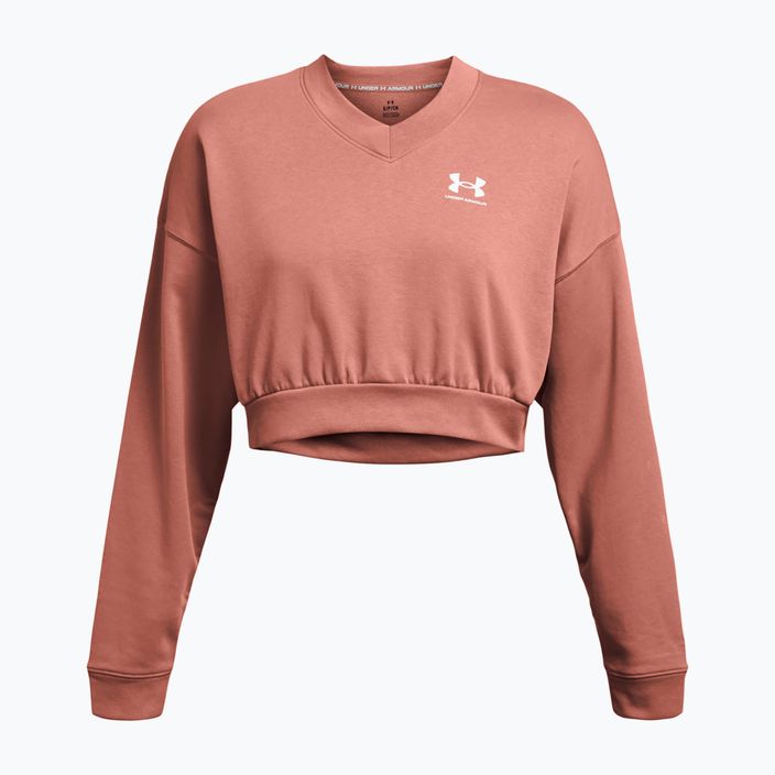 Under Armour дамски суитшърт за тренировки Rival Terry Os Crop Crew canyon pink/white 3
