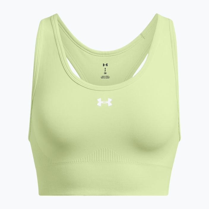 Under Armour Vanish Seamless Mid Брандиран ретро зелен/бял сутиен за тренировка 4