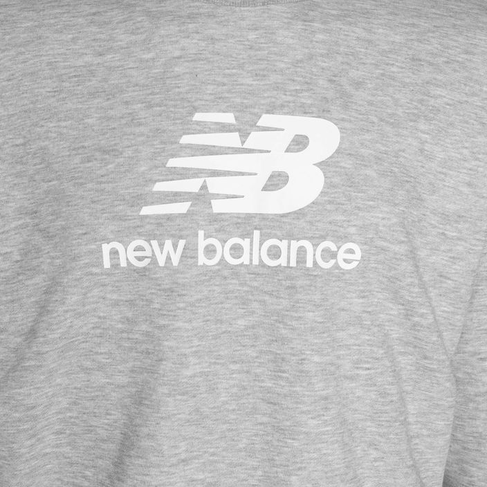 Мъжки New Balance Stacked Logo French Terry Crew атлетичен сив суитшърт 5