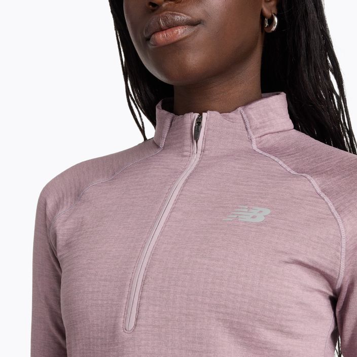 Дамски New Balance Athletics Heat Grid 1/2 Zip ледено вино heather бягане с дълъг ръкав 4