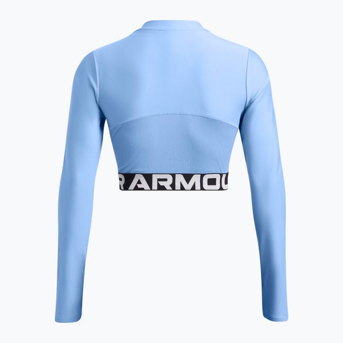 Дамски топ за тренировка Under Armour Heat Gear Rib 1/4 Zip horizon blue/white 2