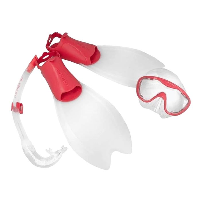 Speedo Glide Junior Комплект за гмуркане с шнорхел за деца маска + плавници + шнорхел прозрачен червен 2