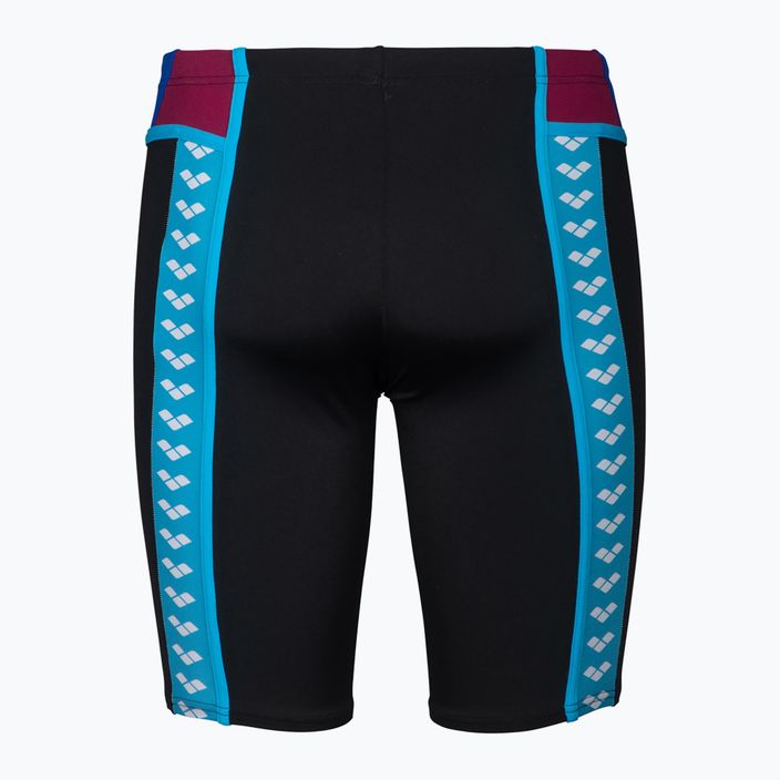 Мъжки бански костюм Arena Icons Swim Panel Jammer black/neon blue/red fandango/turquoise 2