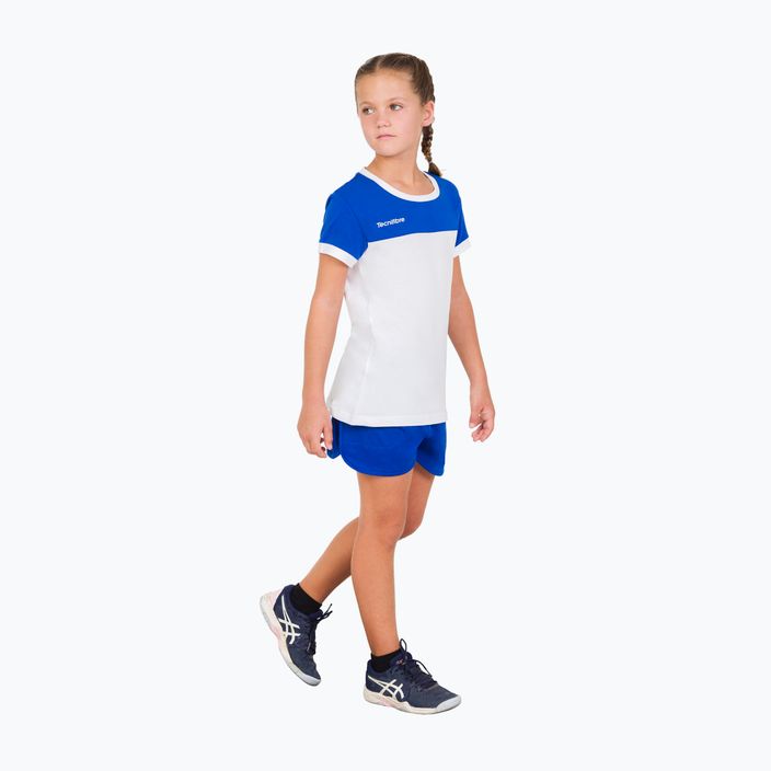 Детска тениска за тенис Tecnifibre Stretch в бяло и синьо 22LAF1 F1 8