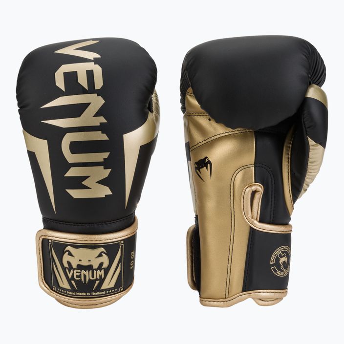 Мъжки боксови ръкавици Venum Elite в черно и златно VENUM-1392 3