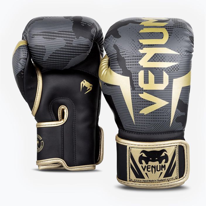 Venum Elite тъмно камуфлажни/златни боксови ръкавици 5