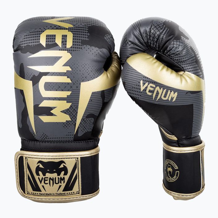 Venum Elite тъмно камуфлажни/златни боксови ръкавици 6