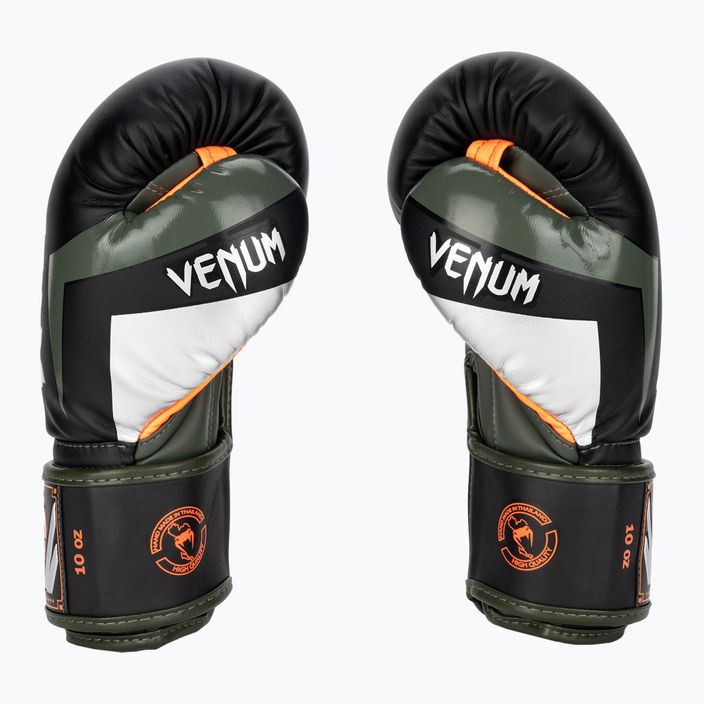 Боксови ръкавици Venum Elite черни/сребърни/каки 3