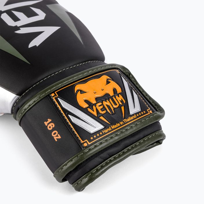 Боксови ръкавици Venum Elite черни/сребърни/каки 7