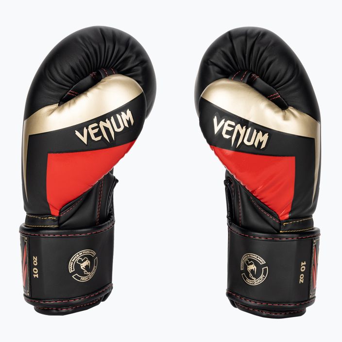Боксови ръкавици Venum Elite черни/златни/червени 3
