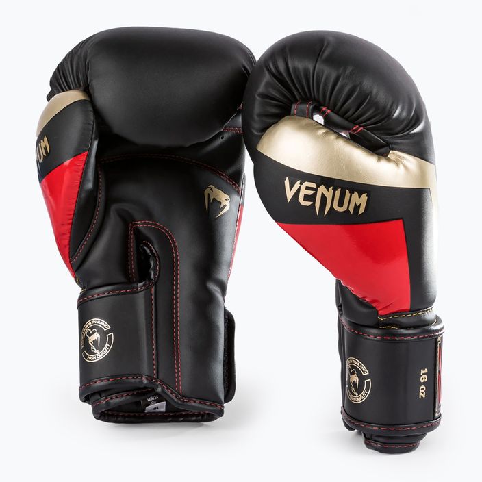 Боксови ръкавици Venum Elite черни/златни/червени 6