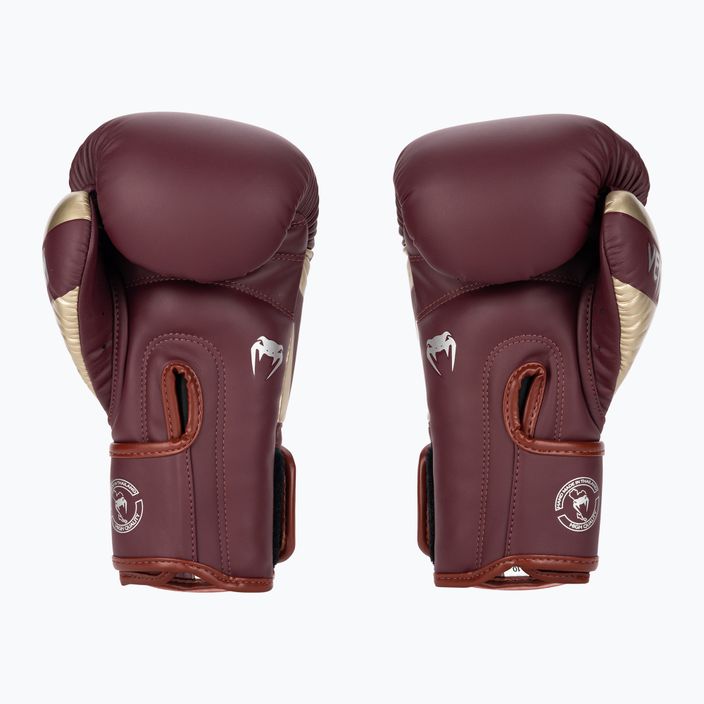 Боксови ръкавици Venum Elite бордо/злато 2