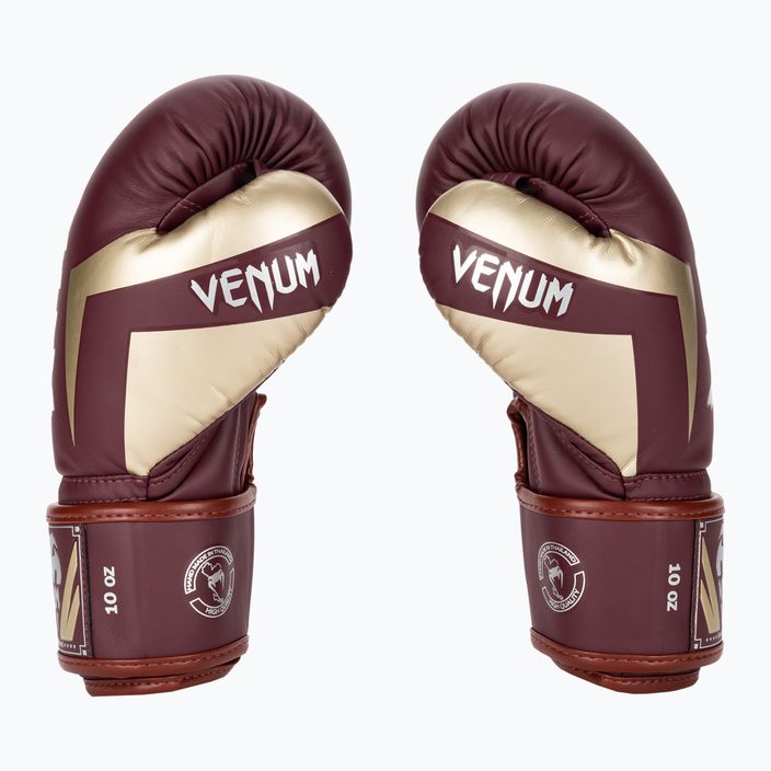 Боксови ръкавици Venum Elite бордо/злато 3