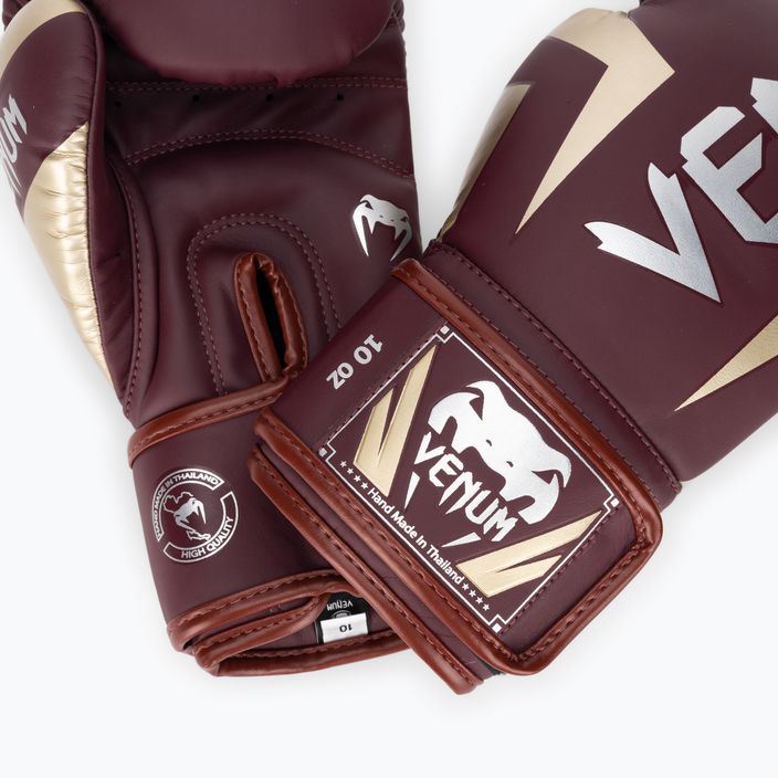 Боксови ръкавици Venum Elite бордо/злато 4