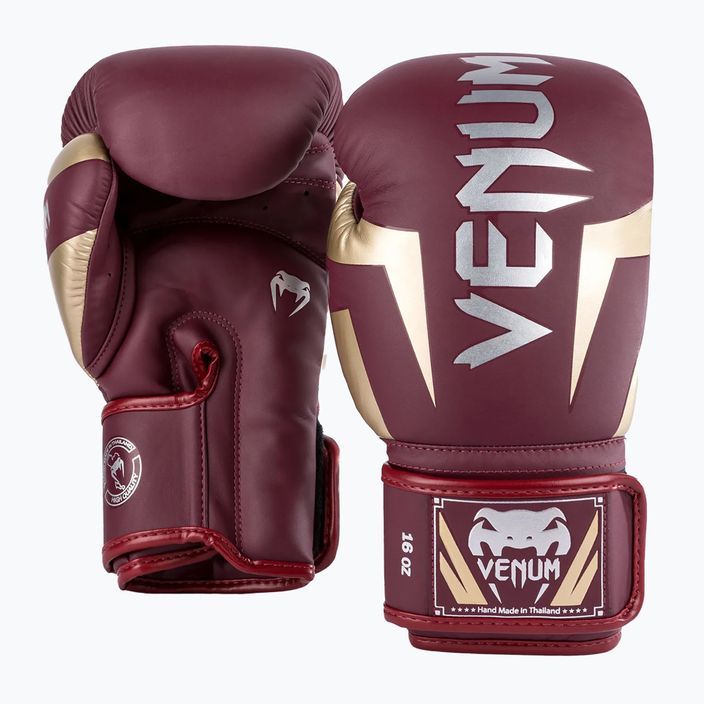 Боксови ръкавици Venum Elite бордо/злато 5