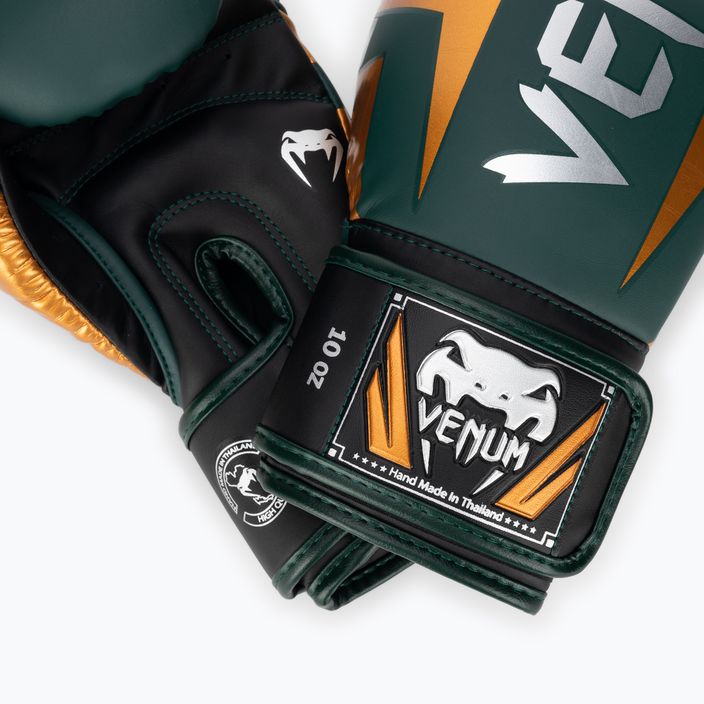 Боксови ръкавици Venum Elite зелени/бронзови/сребърни 4