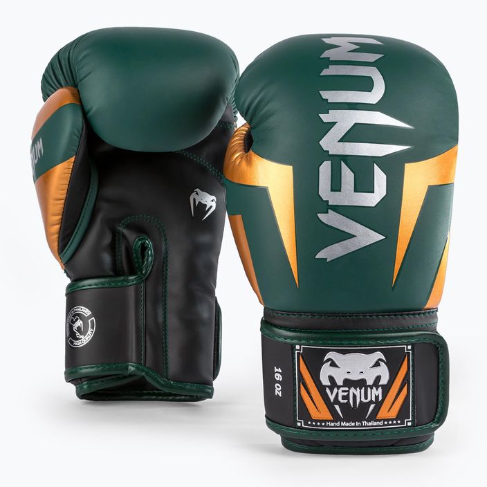 Боксови ръкавици Venum Elite зелени/бронзови/сребърни 5