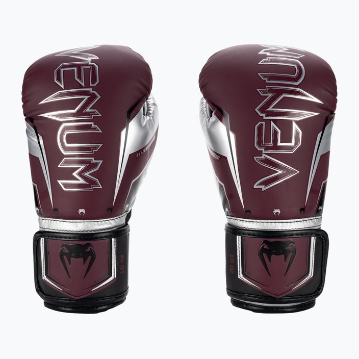 Боксови ръкавици Venum Elite Evo бордо/сребро