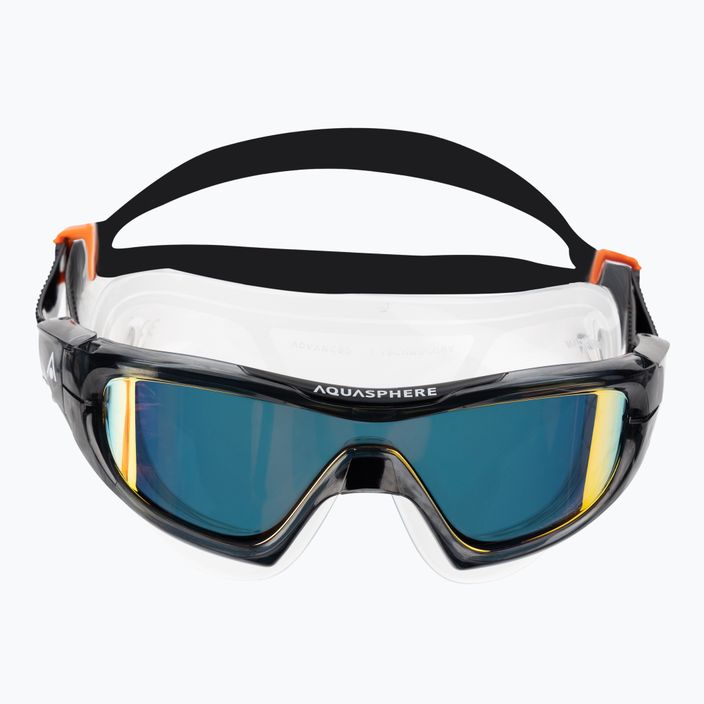 Aquasphere Vista Pro тъмно сива/черна/оранжева титанова маска за плуване MS5041201LMO 2