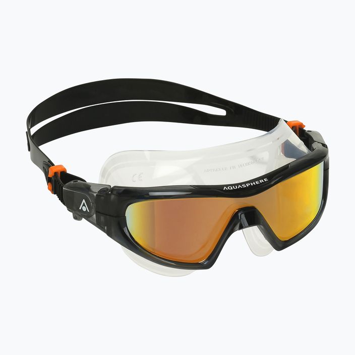 Aquasphere Vista Pro тъмно сива/черна/оранжева титанова маска за плуване MS5041201LMO 8
