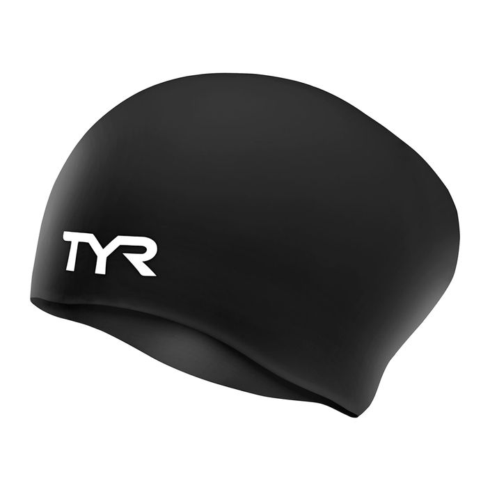 Детска шапка за плуване TYR Long Hair Wrinkle Free Silicone black 2