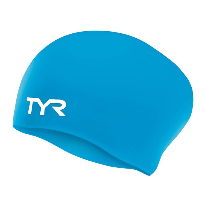 Детска шапка за плуване TYR Long Hair Wrinkle Free Silicone blue 2