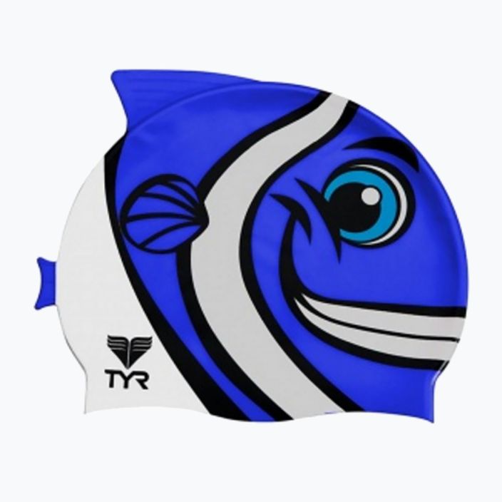 Детска шапка за плуване TYR Charactyr Happy Fish, синя LCSHFISH 2