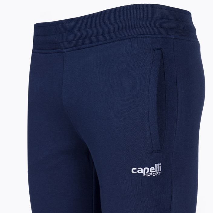 Младежки футболни панталони Capelli Basics Tapered French Terry тъмносин/бял 3