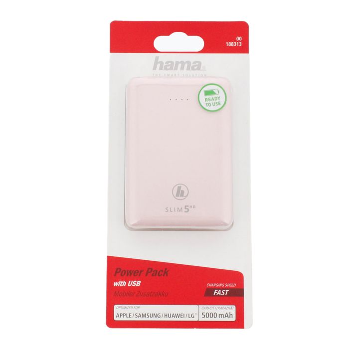 Powerbank Hama Slim 5HD Power Pack 5000 mAh розов 1883130000 2