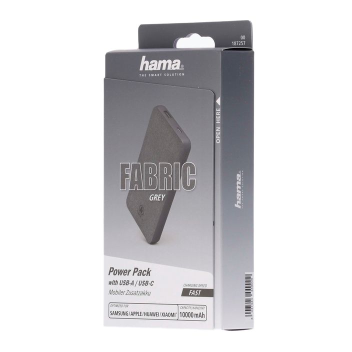 Powerbank Hama Fabric 10 Power Pack 10000 mAh сив 1872570000 2