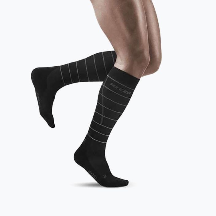 CEP Reflective мъжки чорапи за бягане с компресия черни WP505Z2000 5