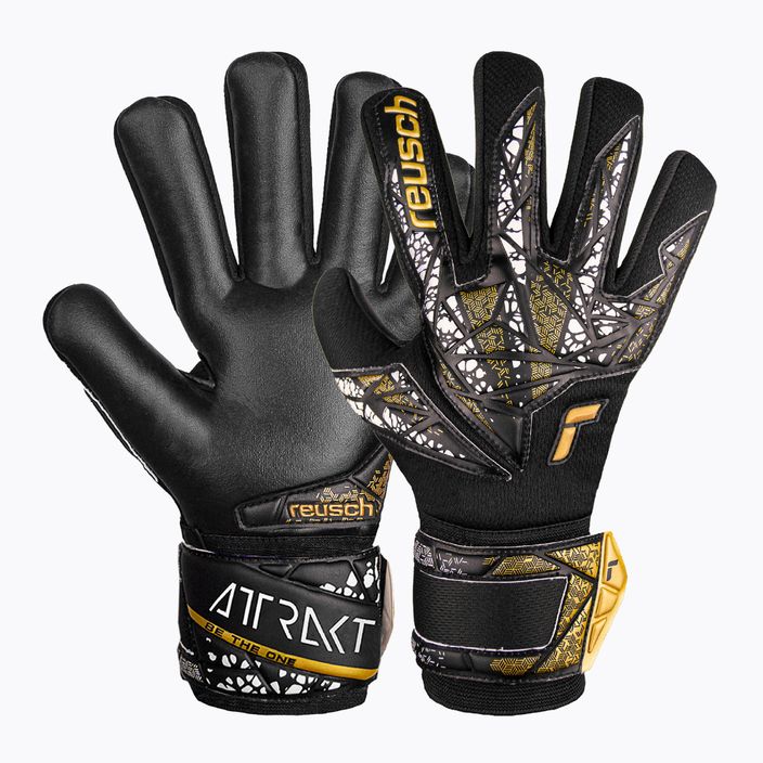 Reusch Attrakt Silver NC Finger Support Junior вратарски ръкавици черни/златни/бели/черни