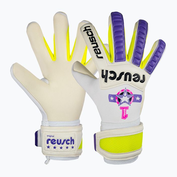 Вратарски ръкавици Reusch Legacy Pro Am Gold X бяло/лилаво