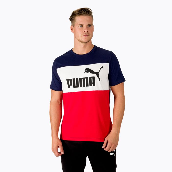 Мъжка тренировъчна тениска PUMA ESS+ Colorblock Tee тъмносиньо и червено 848770_06