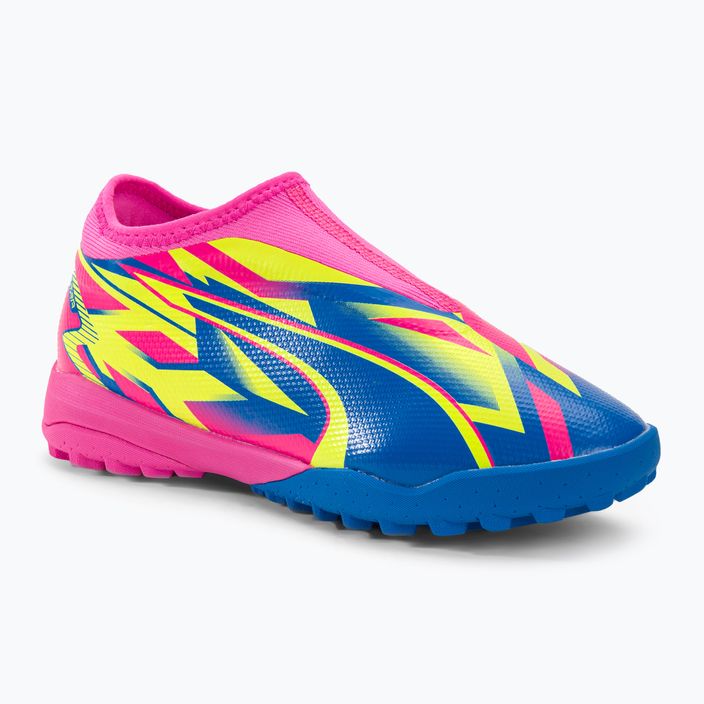 Детски футболни обувки PUMA Match Ll Energy TT + Mid Jr светещо розово/ултра синьо/жълто предупреждение
