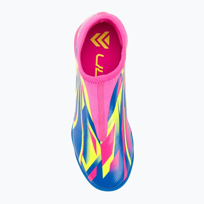 Детски футболни обувки PUMA Ultra Match LL Energy IT+Mid Jr светещо розово/ултра синьо/жълто предупреждение 6