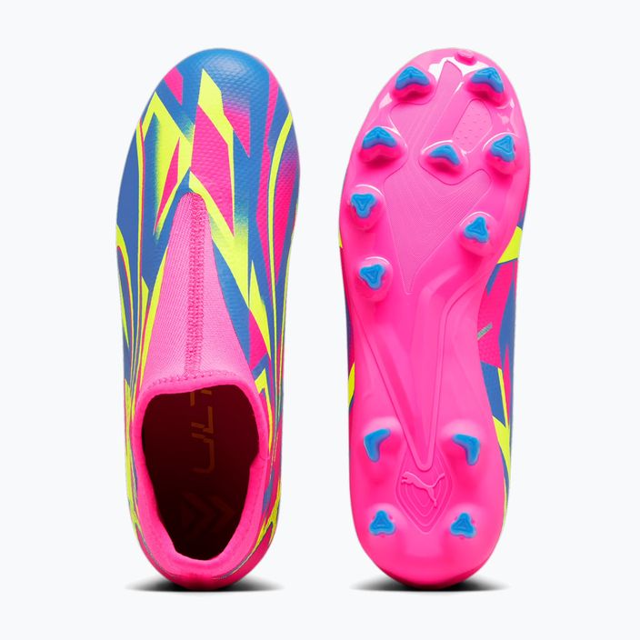 Детски футболни обувки PUMA Ultra Match Ll Energy FG/AG Jr светещо розово/ултра синьо/жълто предупреждение 15