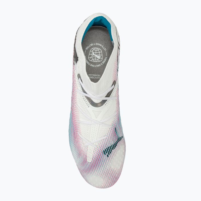 Футболни обувки PUMA Future 7 Ultimate Low FG/AG бяло/черно/отровно розово/ярко аква/сребърна мъгла 5