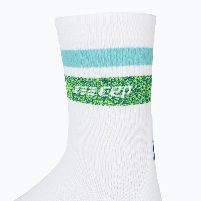 CEP Miami Vibes 80's мъжки компресиращи чорапи за бягане бяло/зелено аква 5