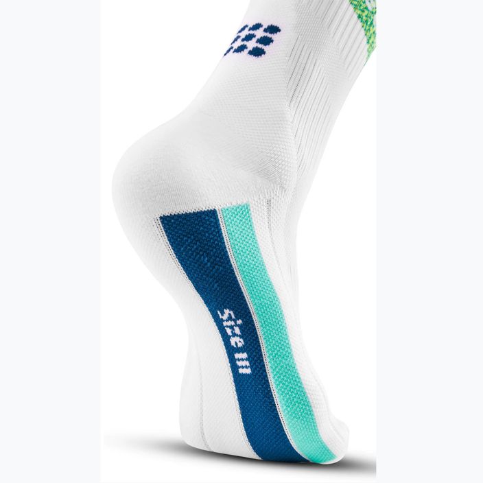 CEP Miami Vibes 80's мъжки компресиращи чорапи за бягане бяло/зелено аква 6