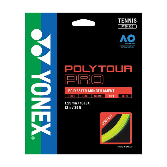 Тенис стреч YONEX Poly Tour Pro Set 12 m жълт 2