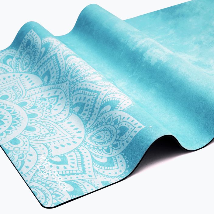 Yoga Design Lab Комбинирана постелка за йога за пътуване 1,5 мм синя Мандала Тюркоаз 6