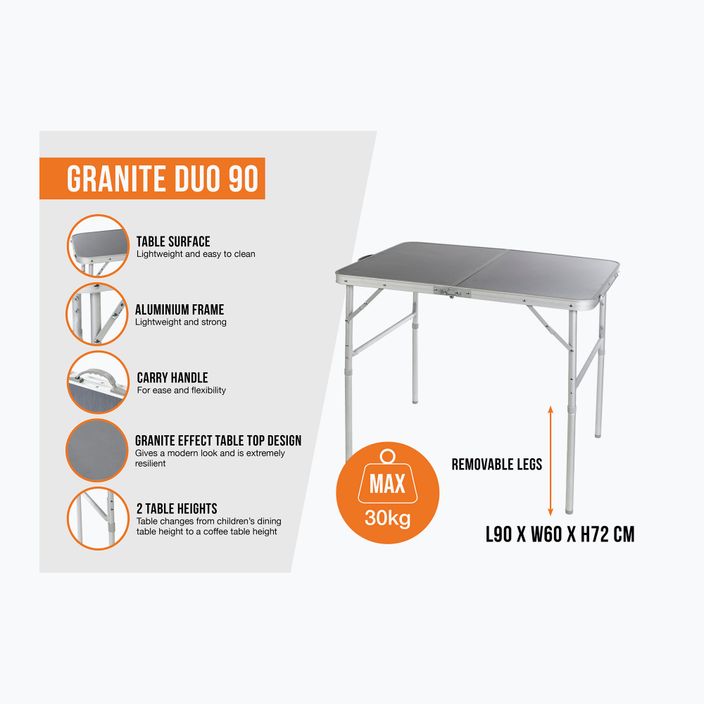 Vango Granite Duo 90 сива туристическа маса 2