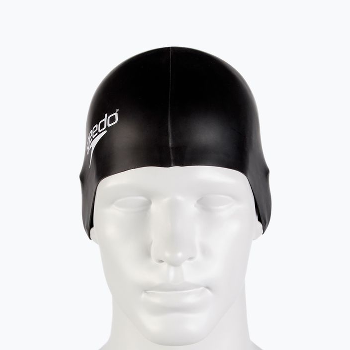 Speedo Обикновена плоска силиконова плувна шапка черна 68-70991 3
