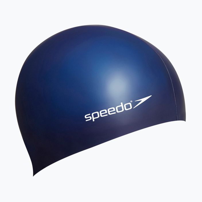 Speedo Обикновена плоска силиконова шапка за плуване тъмносиня 68-70991 2