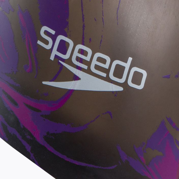 Speedo Шапка за плуване с дълъг косъм с щампа в черно и лилаво 68-11306 3