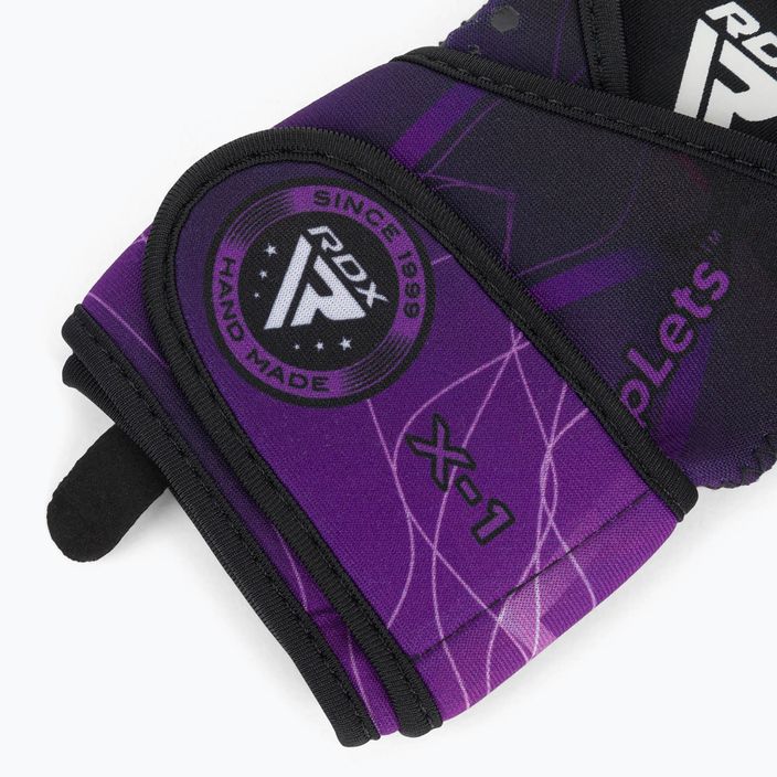 RDX Weight Lifting X1 тренировъчни ръкавици с дълга каишка  черни и лилави WGN-X1PR 4