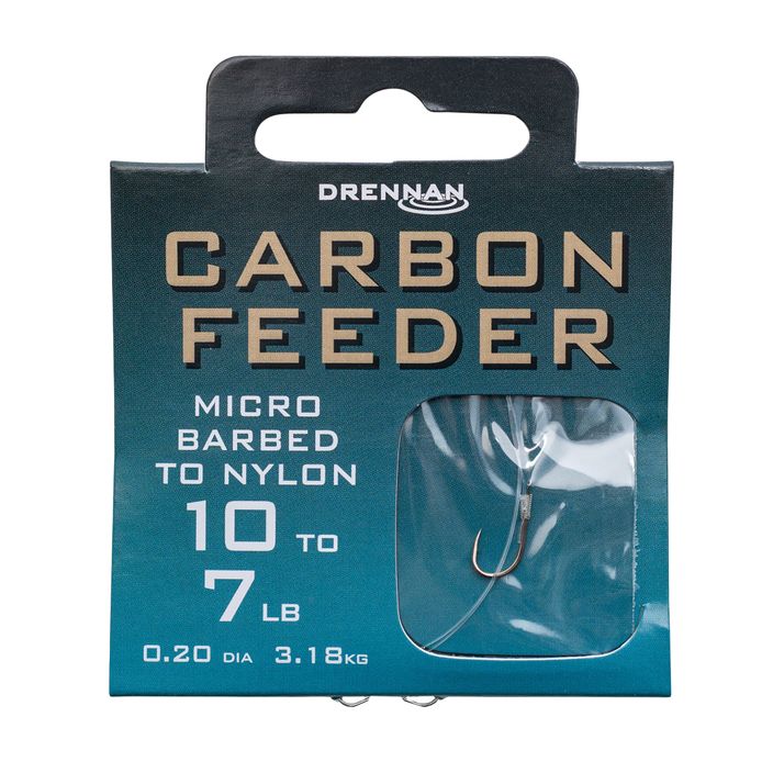Drennan Carbon Feeder methode leader micro barbless hook + line 8 pcs clear HNCFDM014 2