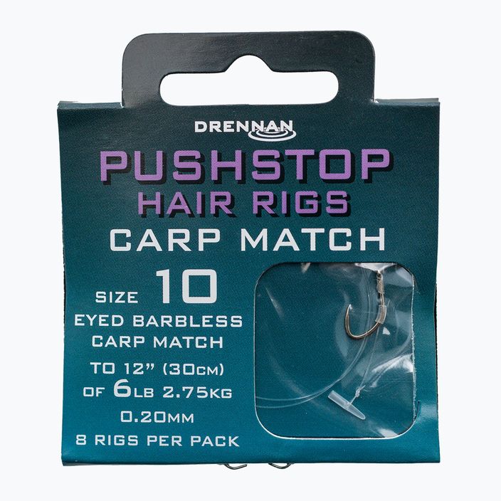 Drennan Pushstop H'Rig Carp Match лидер със стопер кука без бодли + линия 8 бр. прозрачен HNQCMA014